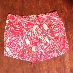 Pink and White Paisley Shorts